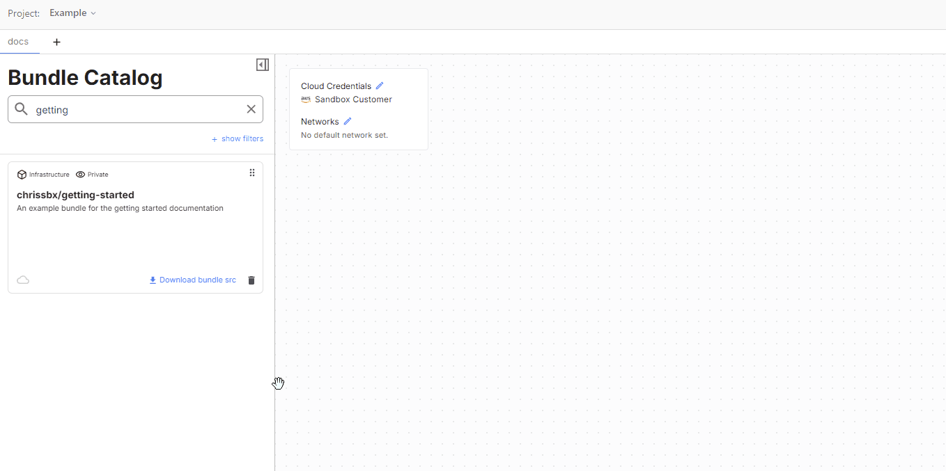 Drag bundle onto canvas